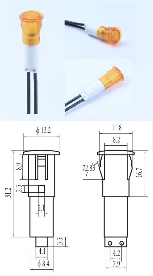 Lampade pilota gialle 10 mm A-16-1 12 Volt 0