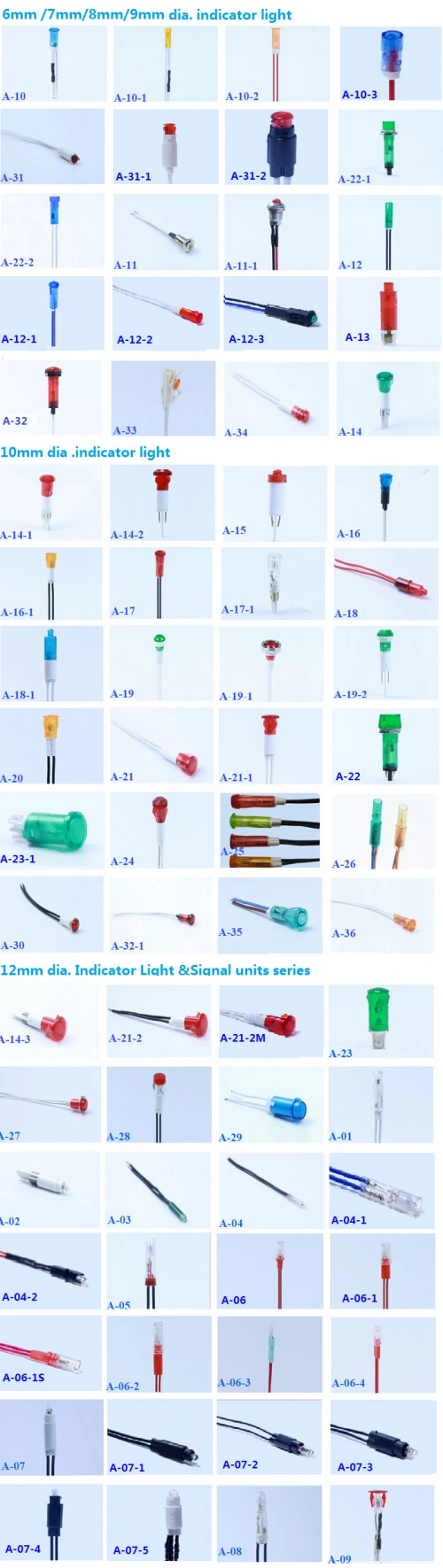A-06-1 Luce di indicazione al neon IP65 Luce di indicazione a LED rosso 1